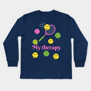 tennis is my therapy Kids Long Sleeve T-Shirt